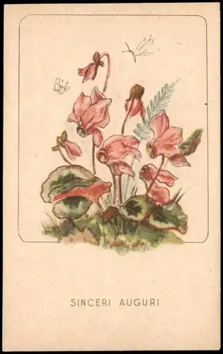 Ansichtskarte  Künstlerkarte Pflanzen & Blumen "SINCERI AUGURI" 1930