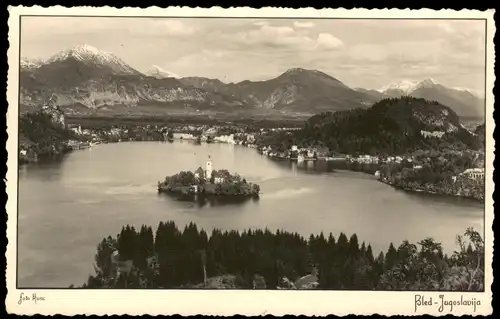 Postcard Bled Veldes Panorama-Ansicht 1940