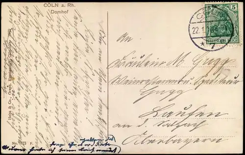 Ansichtskarte Köln Domhof - Straßenpartie 1909