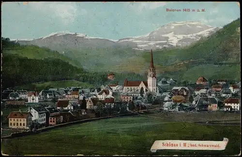 Ansichtskarte Schönau im Schwarzwald Blick auf die Stadt 1909