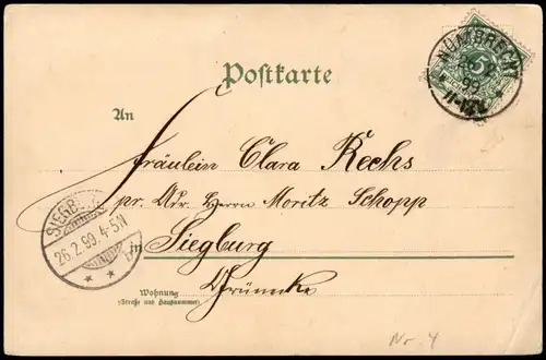 Ansichtskarte  Künstlerkarte Ortsmotiv mit Blumen verziert 1899    Stempel