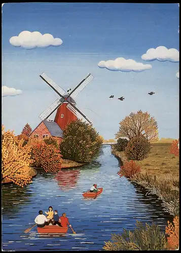 Ansichtskarte  Windmühlen Windmill NAIVE 91 - Künstlerkarte 1991