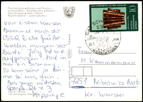 Postcard Tetschen-Bodenbach Decín Stadtteilansichten 1984