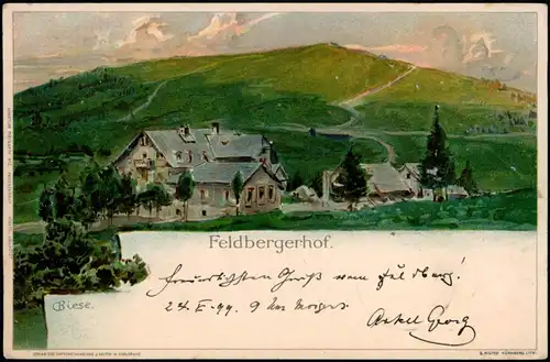 Titisee-Neustadt Feldberg und Feldbergerhof , Künstlerkarte Biese 1899