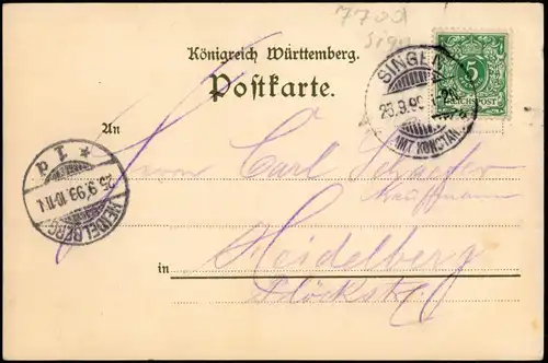 Singen (Hohentwiel) Festungsruine Hohentwiel als Künstlerpostkarte 1899