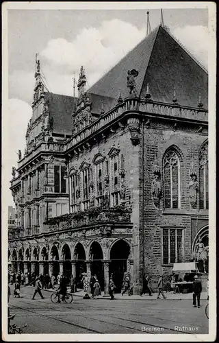 Ansichtskarte Bremen Rathaus Gebäude-Ansicht 1936   mit Schiffspost-Stempel