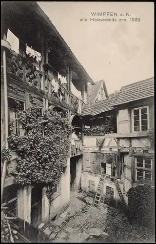 Bad Wimpfen Alter Häuser Innenhof, alte Holzveranda erb. 1589 1910