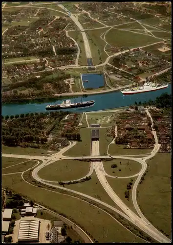 Ansichtskarte Rendsburg Autotunnel E 3 Nord-Ostsee-Kanal Luftbild 1967