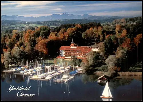 Prien Yachthotel Chiemsee Harrasserstraße aus der Vogelschau 1980