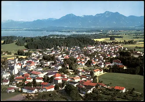 Ansichtskarte Prien Luftaufnahme Luftbild Blick zum Chiemsee Oberbayern 1970