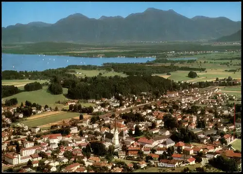 Ansichtskarte Prien Luftaufnahme mit Gebirgspanorama 1970