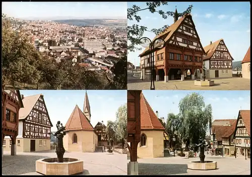 Plochingen Mehrbildkarte mit 4 Ortsansichten, Marktplatz, Histor. Gebäude 1983
