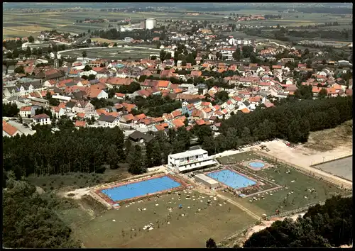 Plattling (Niederbayern) Luftbild Luftaufnahme Blick auf Schwimmbad Freibad 1980