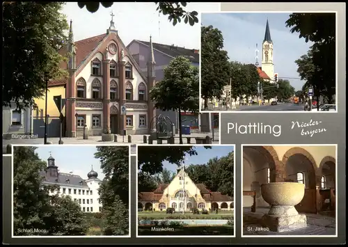 Plattling (Niederbayern) Mehrbild-AK mit Bürgerspital Schloß Moos  Jakob 2000