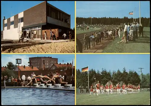 Quickborn Mehrbild-AK mit Jugendcentrum Sportplatz Schwimmbad Spielmannszug 1970