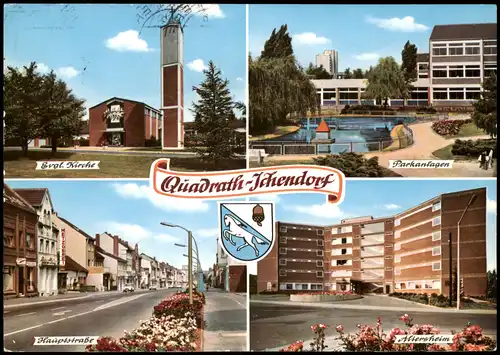 Quadrath-Ichendorf Mehrbild-AK Hauptstraße  Kirche Parkanlagen Altersheim 1970