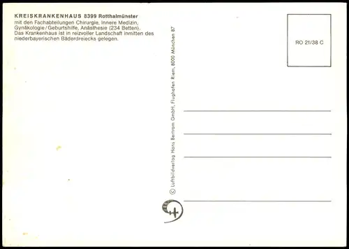 Ansichtskarte Rotthalmünster Luftbild Kreiskrankenhaus 1981