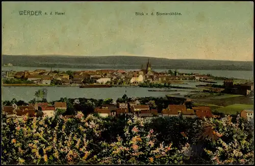 Ansichtskarte Werder (Havel) Blick von der Bismarckhöhe 1914
