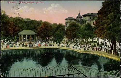 Ansichtskarte Dresden Zoo/Zoologischer Garten, Teich Anlegen 1922