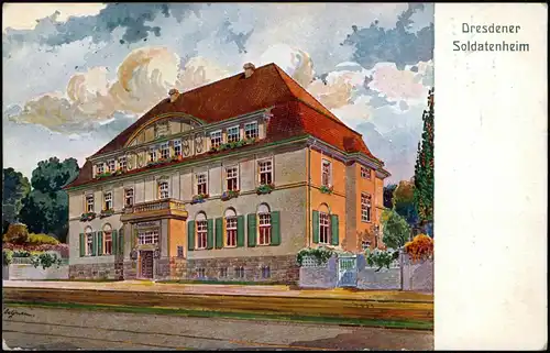 Ansichtskarte Dresden Soldatenheim - Künstlerkarte 1924