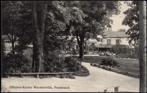 CPA Warmeriville Offiziers-Kasino  WK1 Frankreich 1916   div. Feldpoststempel