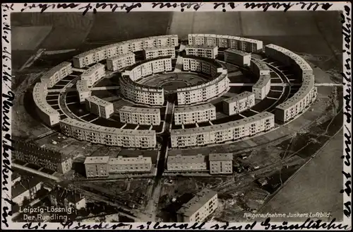 Ansichtskarte Lößnig-Leipzig Junkers Luftbild Rundling 1932