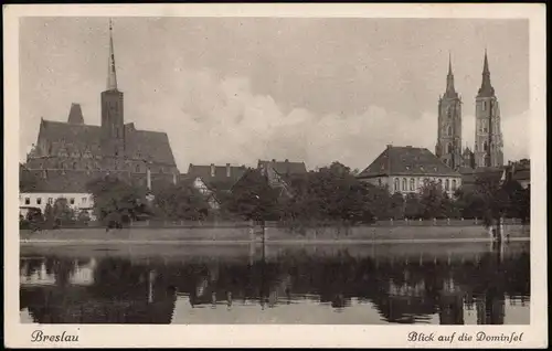 Postcard Breslau Wrocław Blick auf die Dominsel 1926