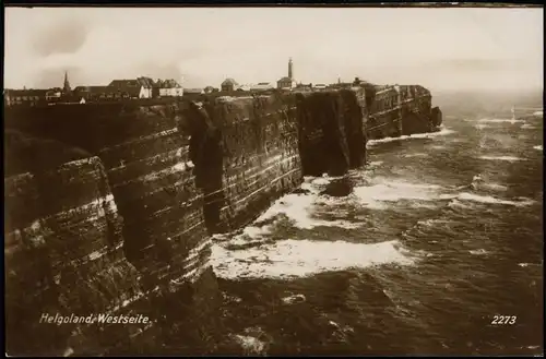 Ansichtskarte Helgoland (Insel) Westseite. Luftbild 1928