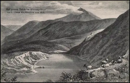 Brückenberg-Krummhübel Karpacz  Der grosse Teich im Riesengebirge 1810/1913