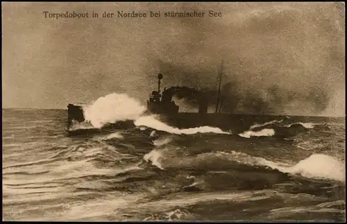Schiffe Kriegsschiffe (Marine) Torpedoboot Nordsee bei stürmischer See 1916
