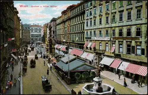 Ansichtskarte Wien Graben, Hotel Müller, Cafe Chrance 1914