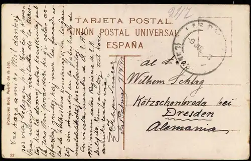 Las Palmas de Gran Canaria Atalaya - Canaris Kanaren 1913  gel. Briefmarke