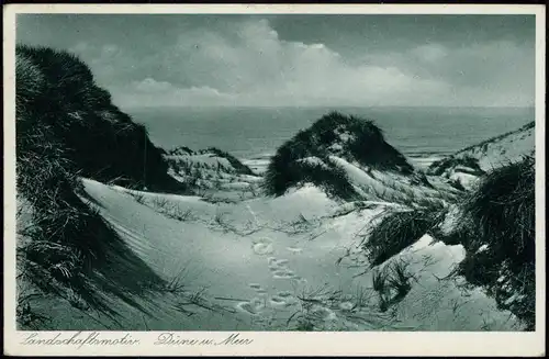 Ansichtskarte Insel Sylt Landschaftsmotiv. Düne u. Meer. 1928
