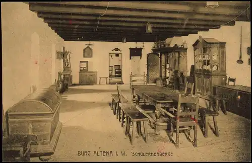 Ansichtskarte Altena Burg Altena - Raum, Schülerherberge 1922