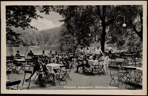 Ansichtskarte Gohlis-Niederau Park Buschmühle mit Restaurant 1954