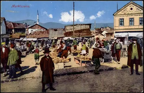 Postcard _Bosnien und Herzegowina Typen/Trachten Bosnien Marktszene 1917