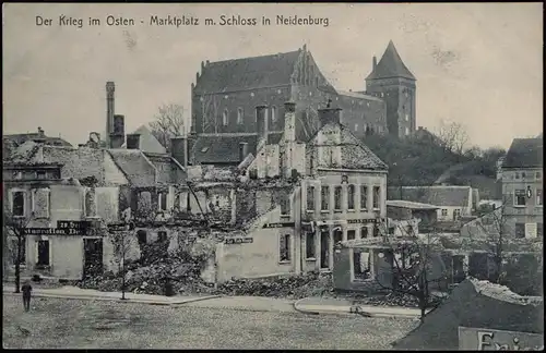 Postcard Neidenburg Nidzica Markt WK1 1915  gel. Korps Zastrow