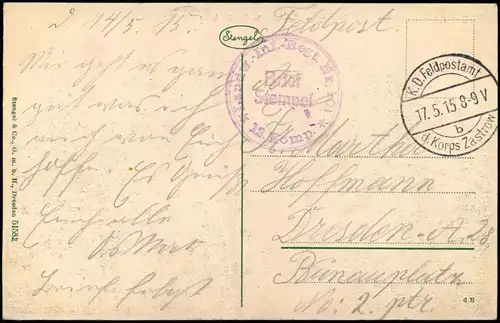Postcard Neidenburg Nidzica Markt WK1 1915  gel. Korps Zastrow