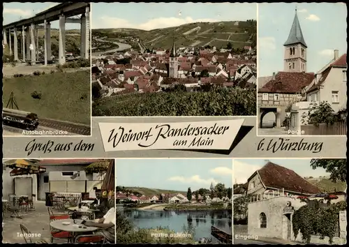 Randersacker Mehrbildkarte mit Ortsansichten und Restaurant Spielberg 1970/1964