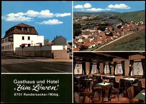 Randersacker Mehrbildkarte mit Ortsansicht u. Gasthaus und Hotel Zum Löwen 1980
