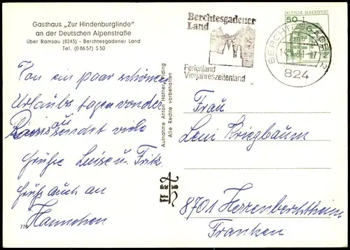 Ramsau Berchtesgaden Gasthaus Zur Hindenburglinde   Deutschen Alpenstraße  1981