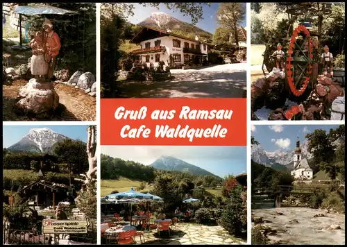 Ramsau bei Berchtesgaden Mehrbild-AK Café  Brotzeitstüberl Waldquelle  1990