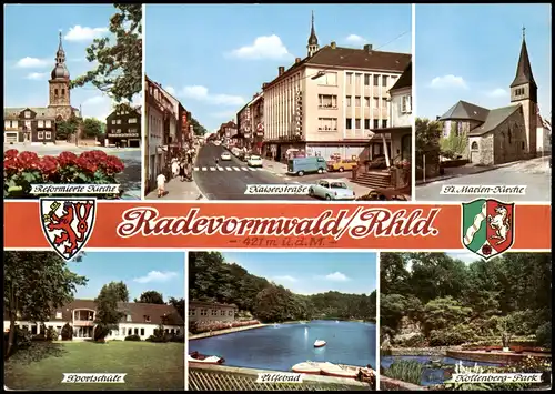 Radevormwald Mehrbild-AK mit Sportschule Bad, Kollenberg-Park 1975