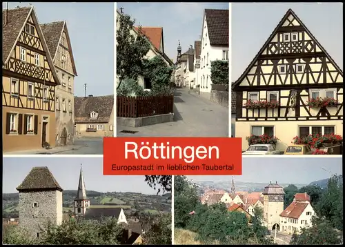 Röttingen Mehrbildkarte mit 5 Ortsansichten, Häuser, Panorama 1980