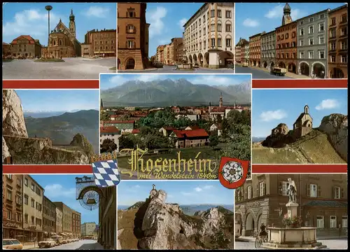 Ansichtskarte Rosenheim Mehrbildkarte mit Umland- und Stadtteilansichten 1970