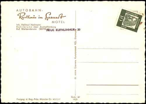 Rohrbrunn-Weibersbrunn Luftbild AUTOBAHN-Rasthaus Spessart MOTEL   1962