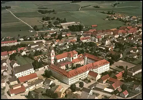 Rohr (Niederbayern) Luftaufnahme Benediktinerabtei Rohr Asamkirche, Gymnasium und Schülerheim 1984