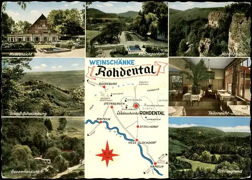 Hessisch Oldendorf   Rohdental mit Weinschänke, Mehrbildkarte 1967
