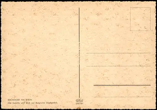Rhöndorf-Bad Honnef Alte Kapelle und Blick auf Burgruine Drachenfels 1969