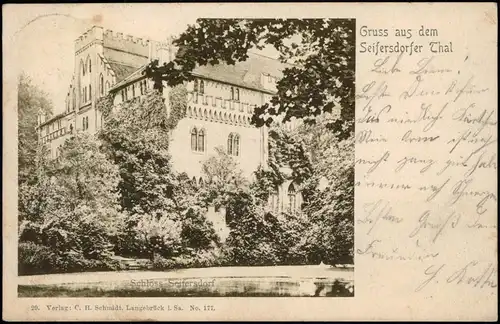 Ansichtskarte Langebrück-Dresden Seifersdorfer Tal Schloß b. Radeberg 1908